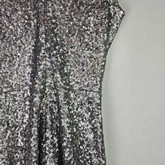 Dress the Population Carrie Silver Sequin Fit & Flare Sleeveless Mini Dress, XS - Picture 7 of 11